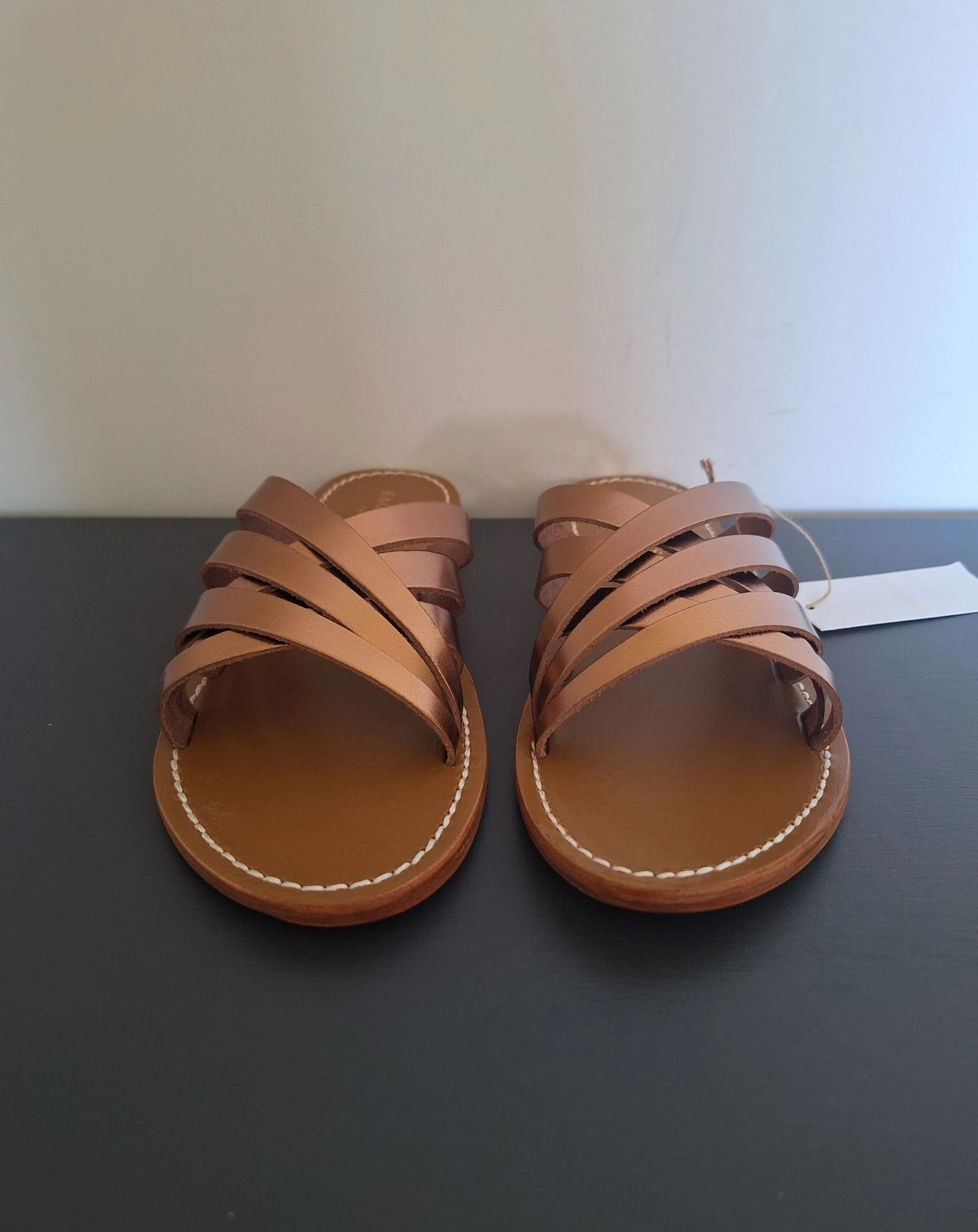 Les Bagatelles sandálias / chinelas de couro bronze / marrom tamanho 39 – photo 2